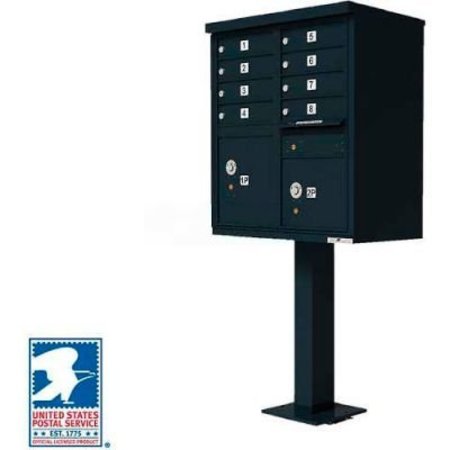 FLORENCE MFG CO Vital Cluster Box Unit, 8 Mailboxes, 2 Parcel Lockers, Black 1570-8BKAF